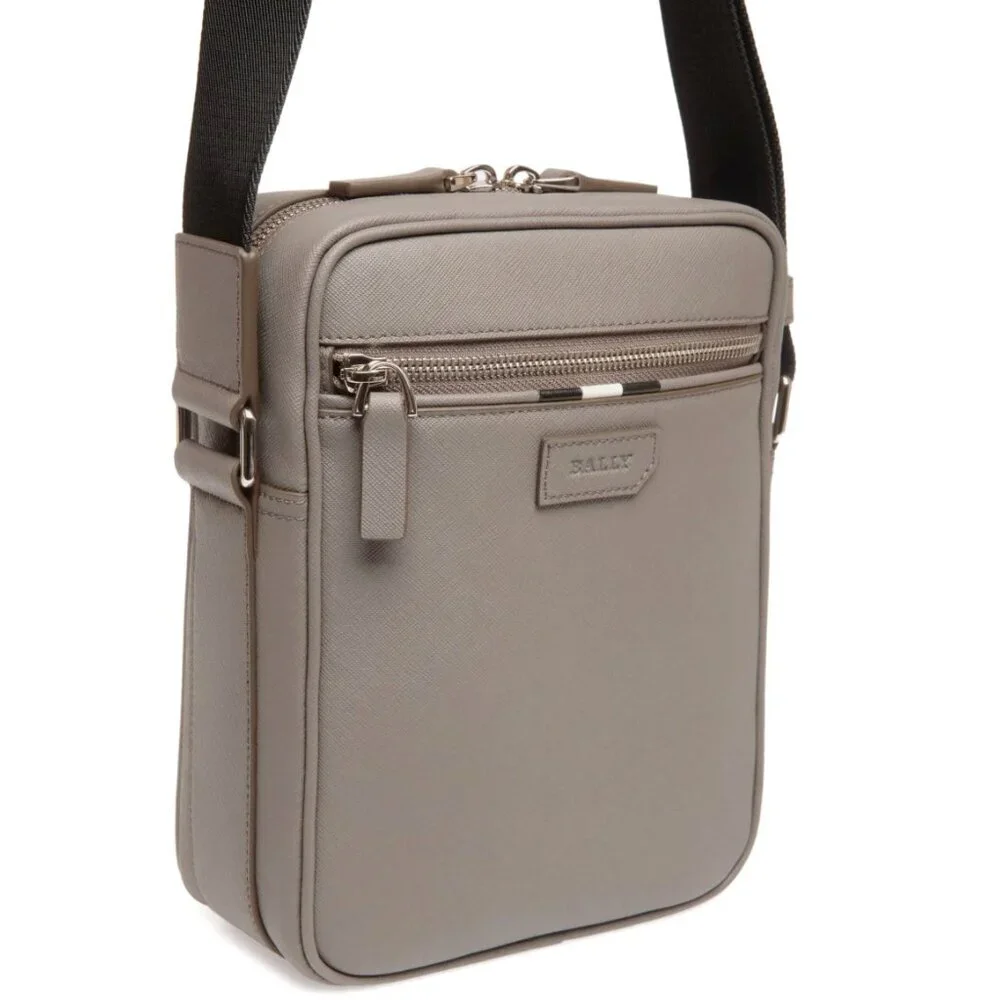 Bally Italy‎ Men's/Unisex Crossbody Bag in Gray Embossed Leather